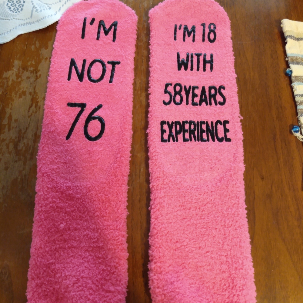 Humorous Pink Fuzzy Socks